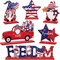 6-Piece Patriotic Table Decor, Wooden Gnome, Freedom Truck & 4th of July Signs with Base